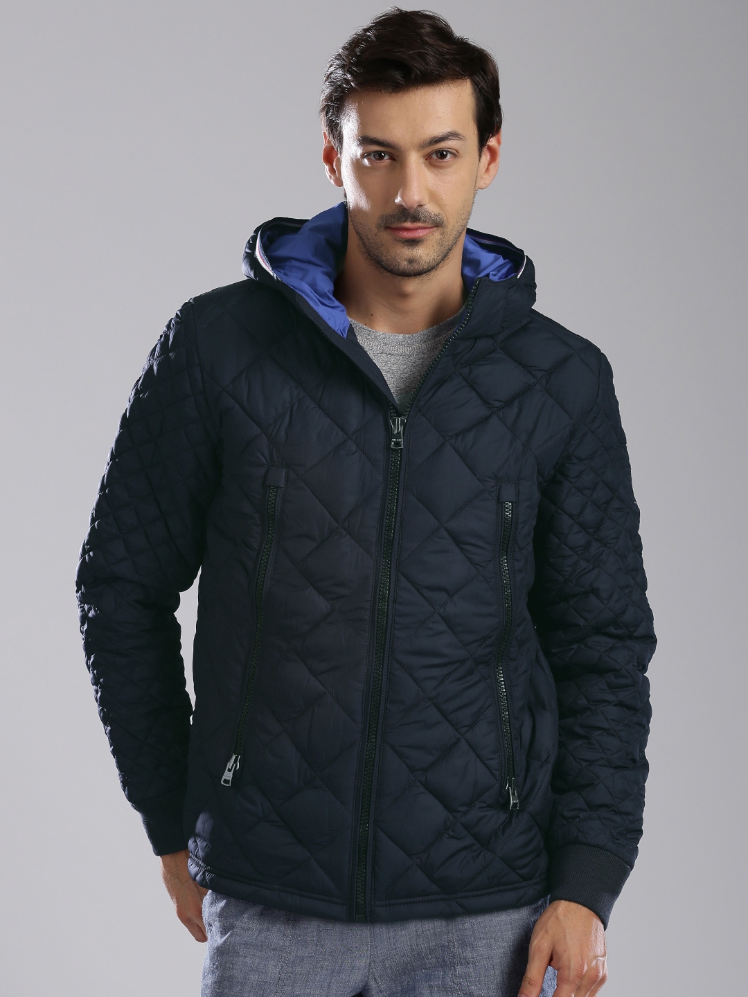 Buy Tommy Hilfiger Navy Quilted Hooded Jacket - Jackets for Men 1577171 ...