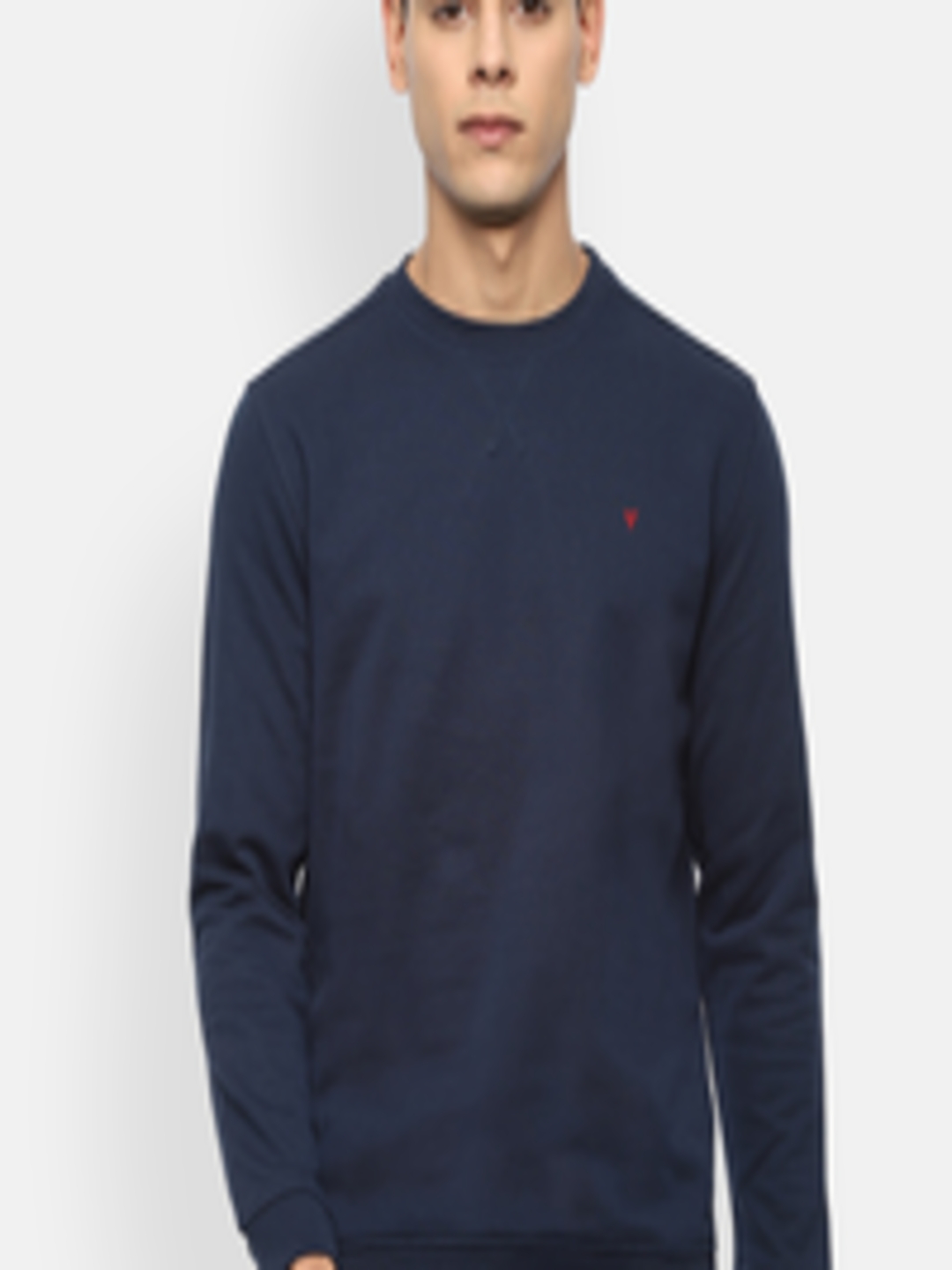 Buy Van Heusen Sport Men Navy Blue Solid Round Neck Sweatshirt ...