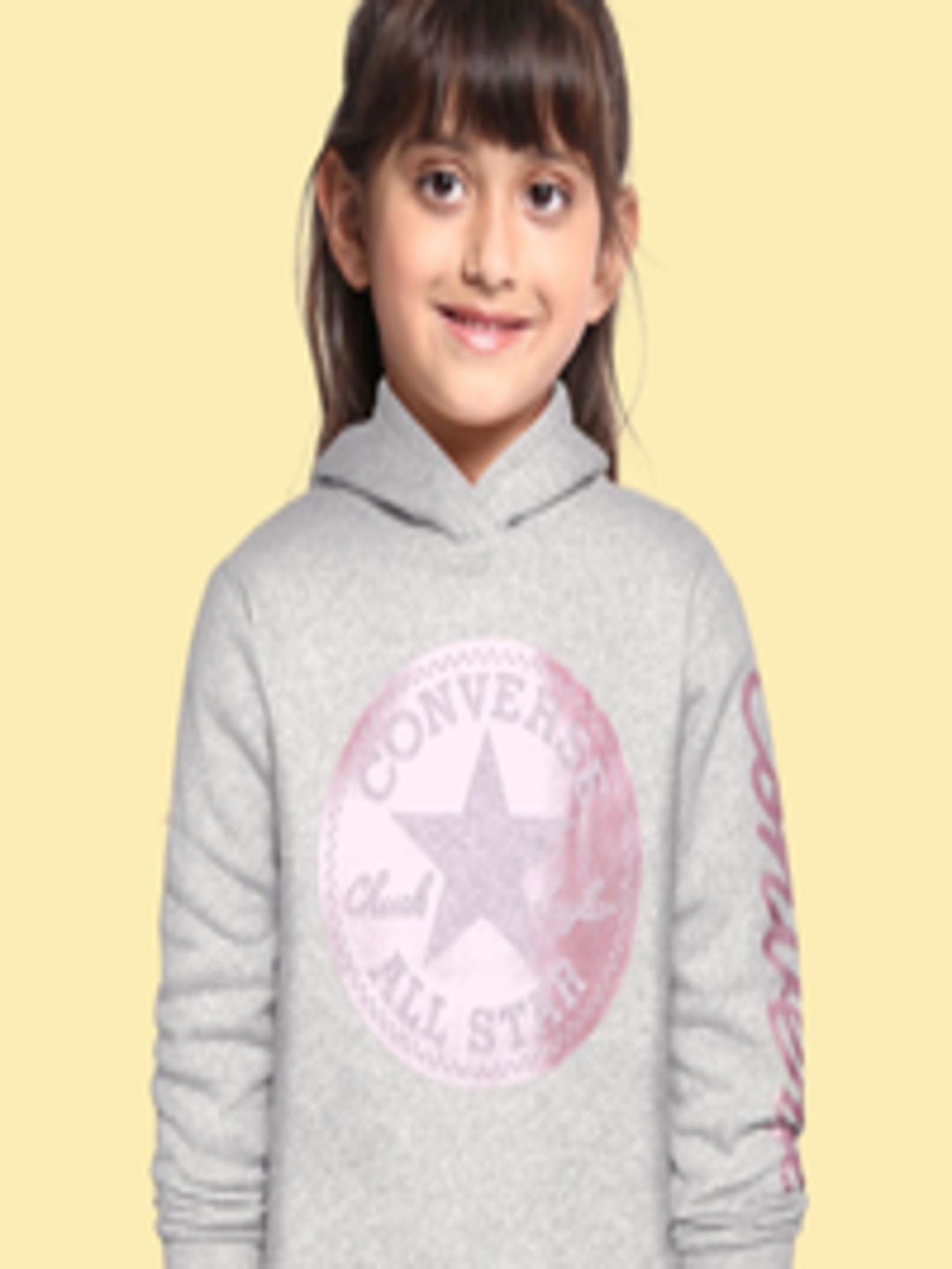 Buy Converse Girls Grey Printed Hooded Sweatshirt - Sweatshirts for ...