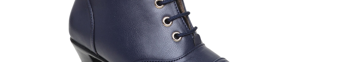 Buy VALIOSAA Navy Blue Kitten Heeled Boots - Boots for Women 15777284 ...