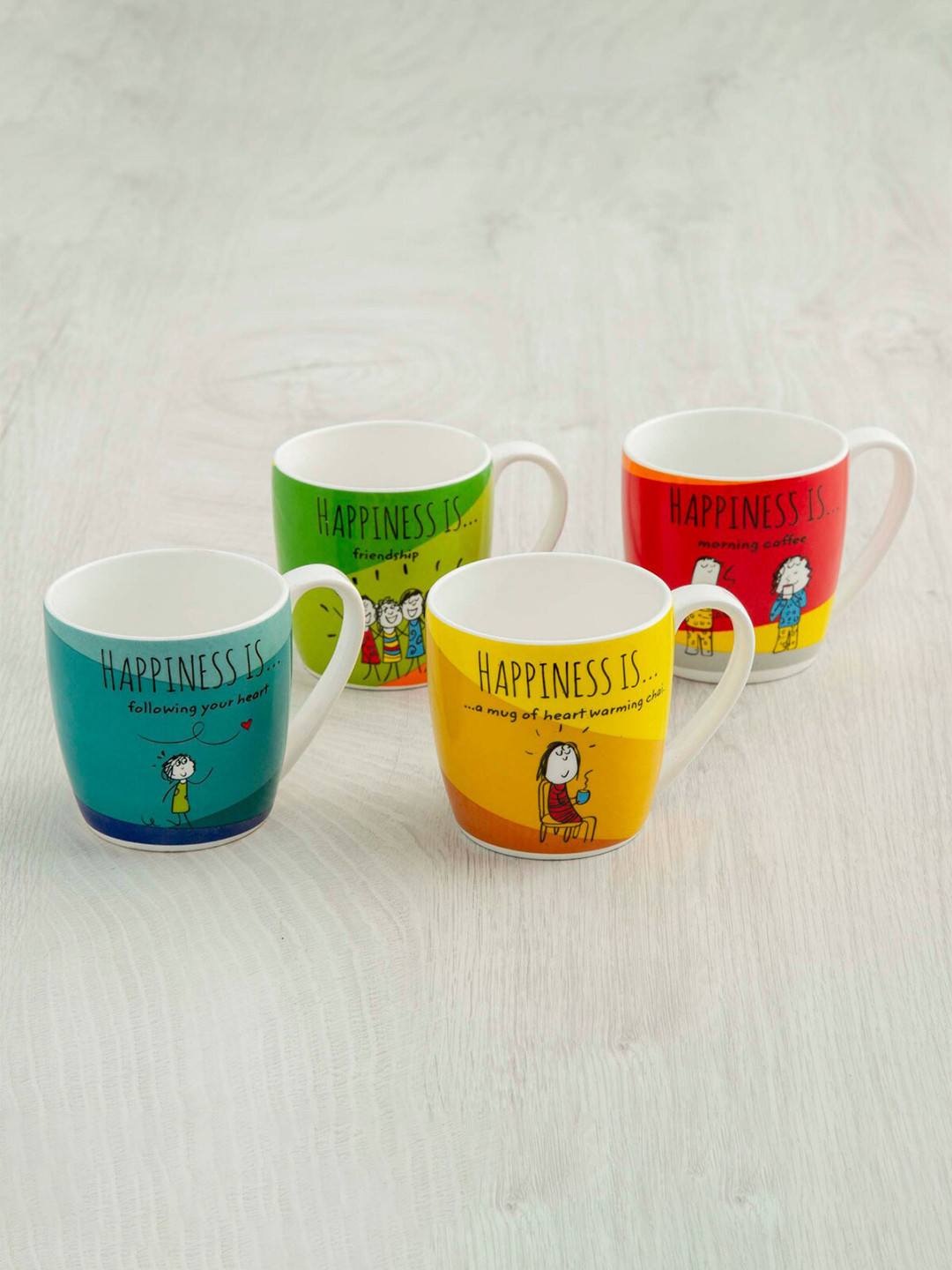 Buy Home Centre Text Or Slogans Printed 4 Pieces Bone China Glossy Mugs Set Cups And Mugs for
