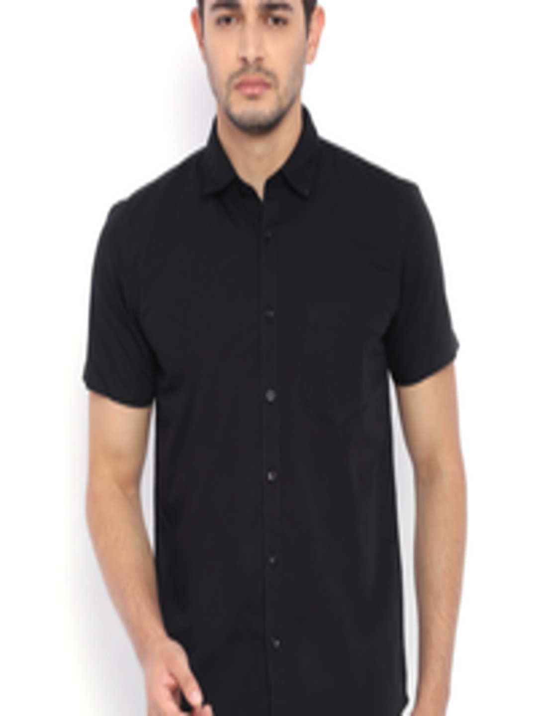 Buy IVOC Men Black Slim Fit Solid Casual Shirt - Shirts for Men 1578127 ...