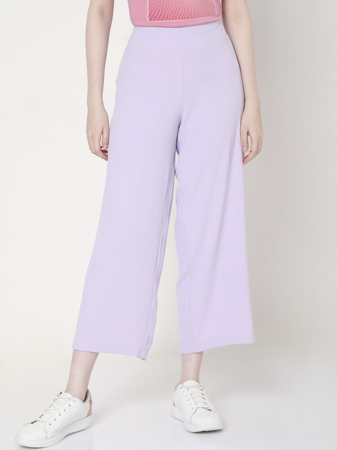 Buy Vero Moda Women Lavender Flared High Rise Culottes Trousers ...