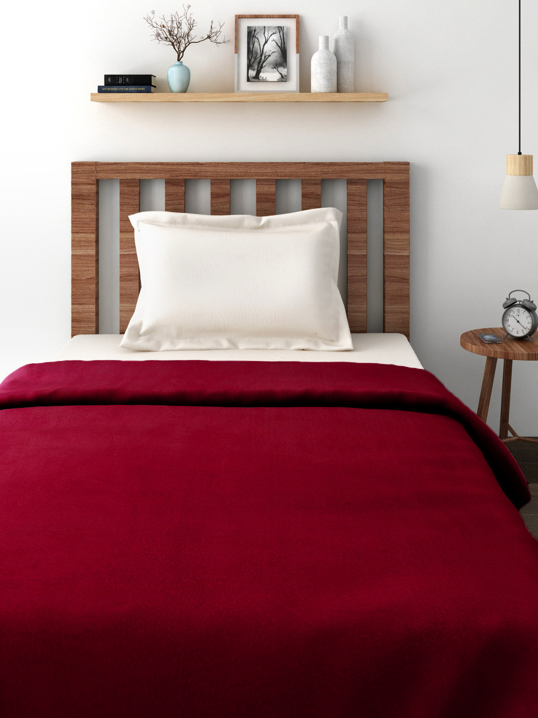Buy Raymond Home Maroon Solid Heavy Winter 270 GSM Single Bed Fleece