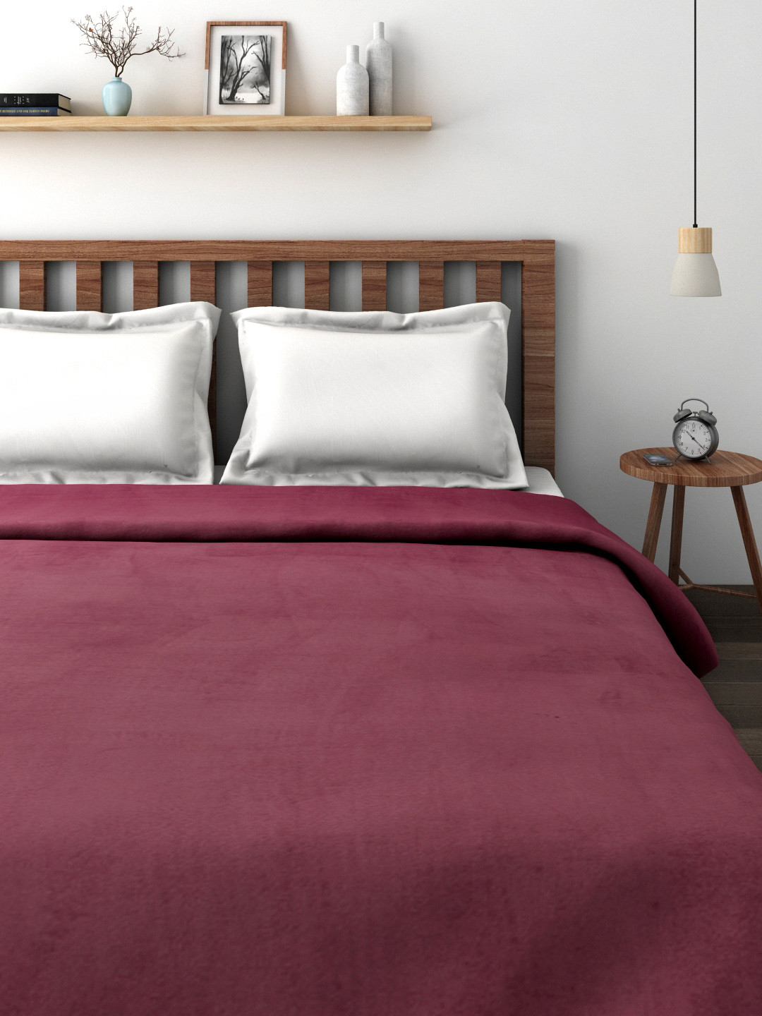 Buy Raymond Home Maroon Flannel Heavy Winters Double Blanket Blankets