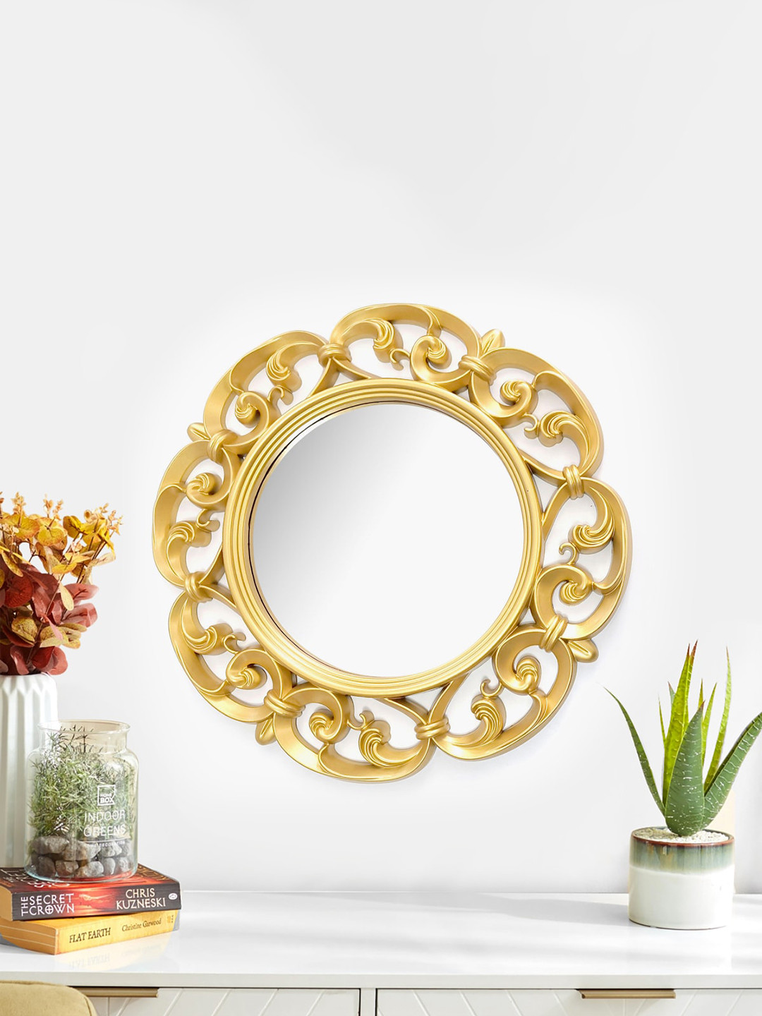 Buy Home Centre Gold Toned & Transparent Textured Wall Mirror Mirrors