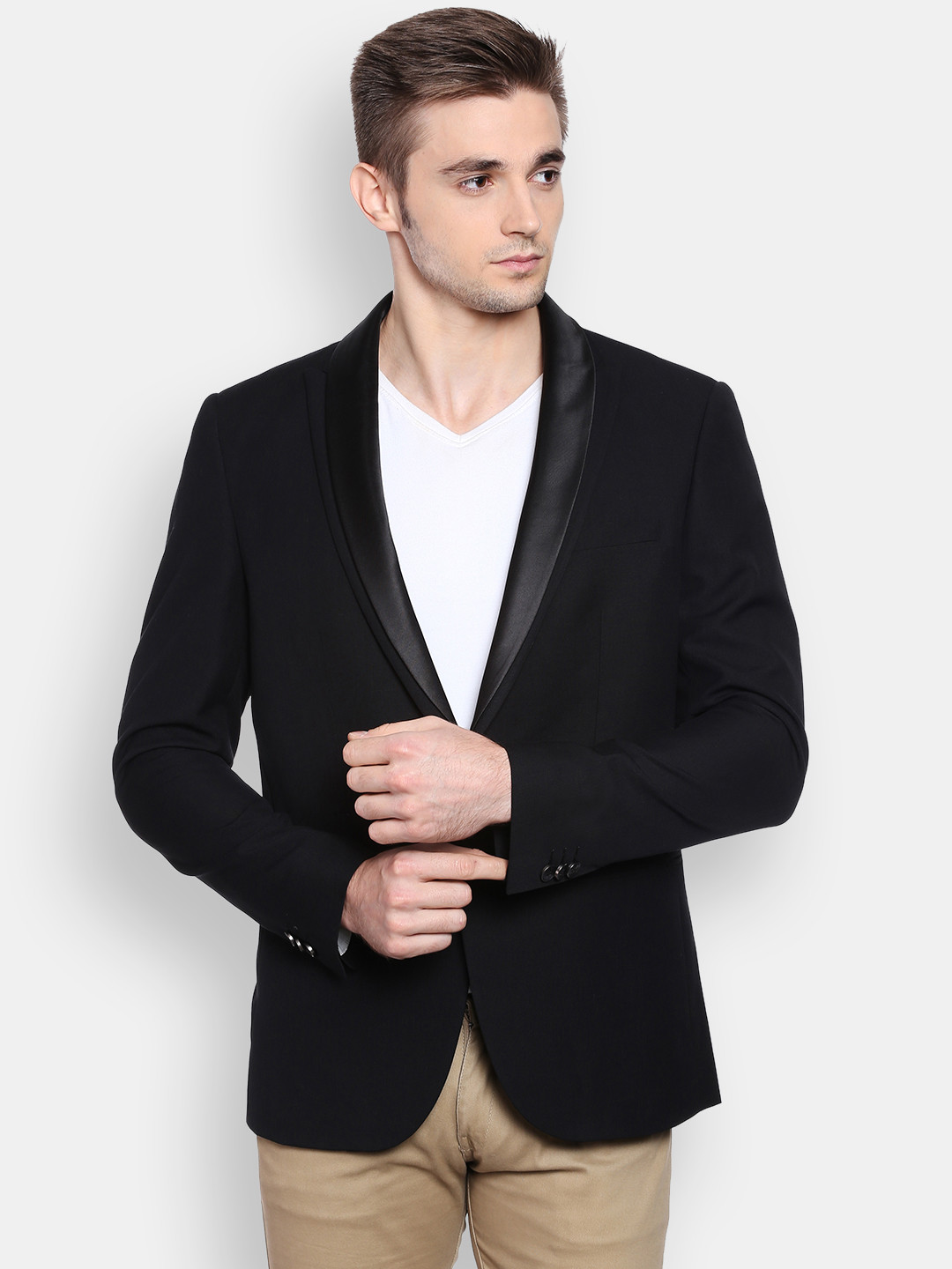 Buy Peter England Black Single Breasted Blazer Blazers for Men