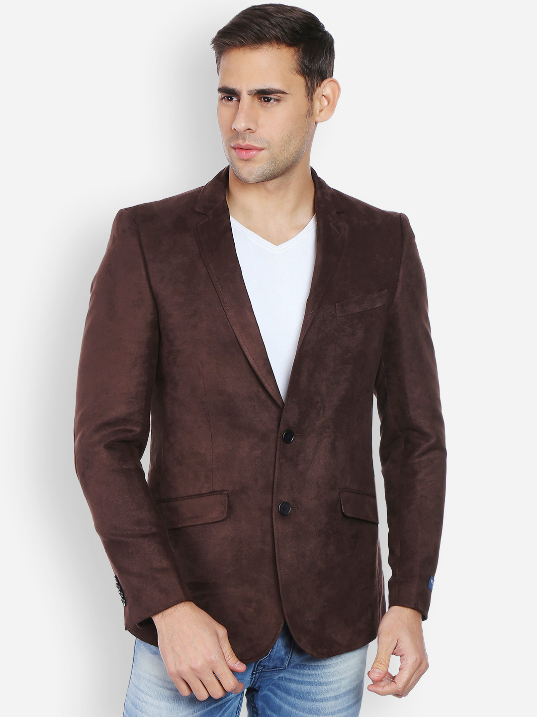 Buy Peter England Brown Slim Fit Single Breasted Party Blazer Blazers