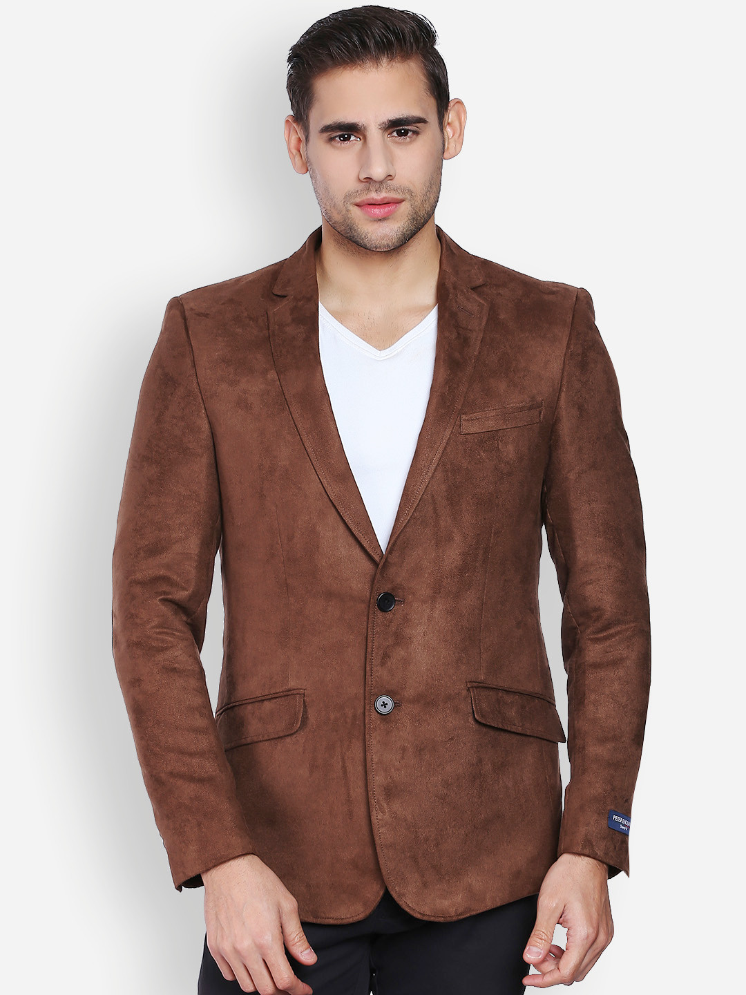 Buy Peter England Brown Single Breasted Blazer Blazers for Men