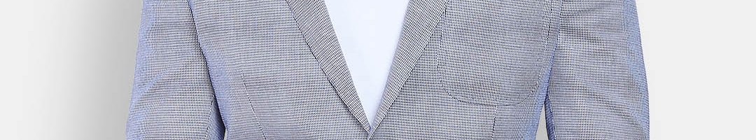 Buy Peter England Blue Patterned Single Breasted Casual Blazer ...