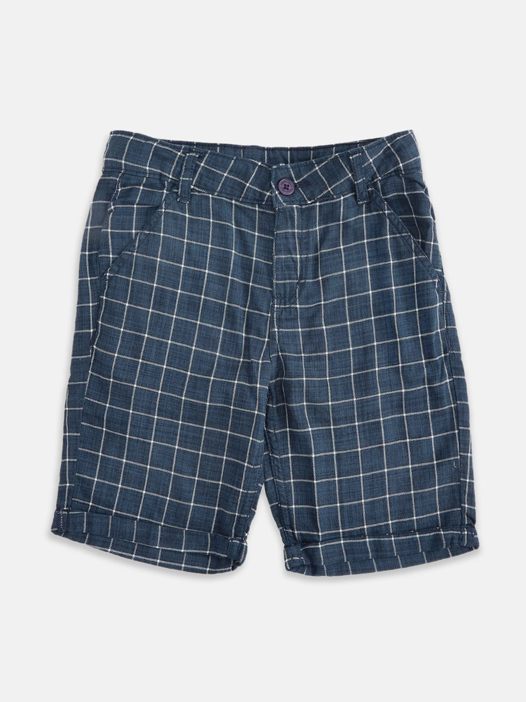 Buy Pantaloons Junior Boys Navy Blue & White Checked Regular Pure