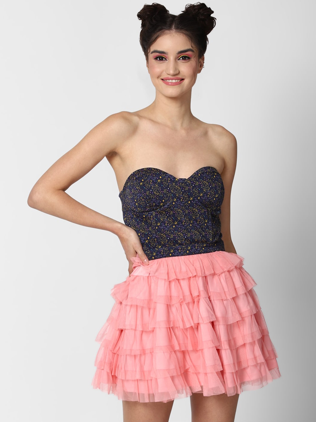Buy FOREVER 21 Navy Blue & Pink Embellished Mini Tube Dress - Dresses ...