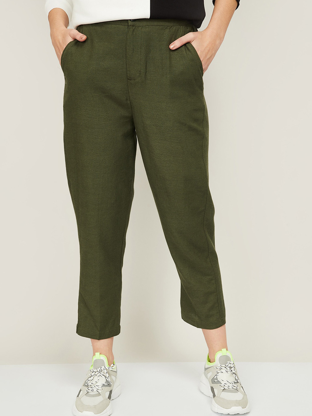 Buy Bossini Women Olive Green Trousers - Trousers for Women 15795316 ...