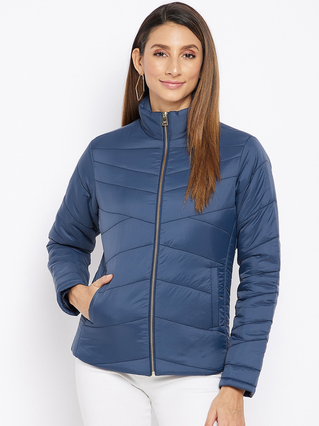 Buy Spirit Women Blue Windcheater And Water Resistant Padded Jacket