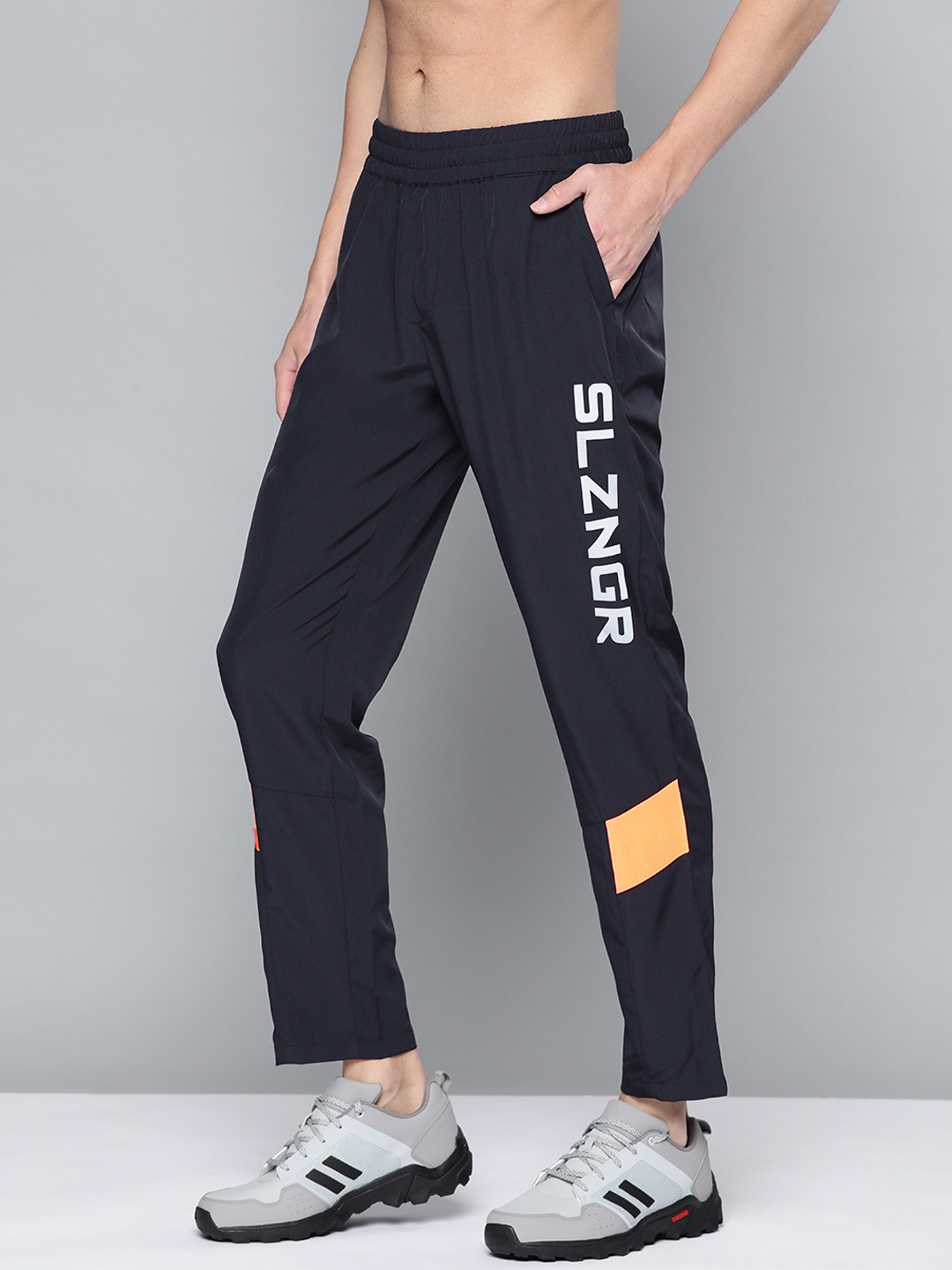 Buy Slazenger Men Navy Blue Brand Logo Printed Track Pants With