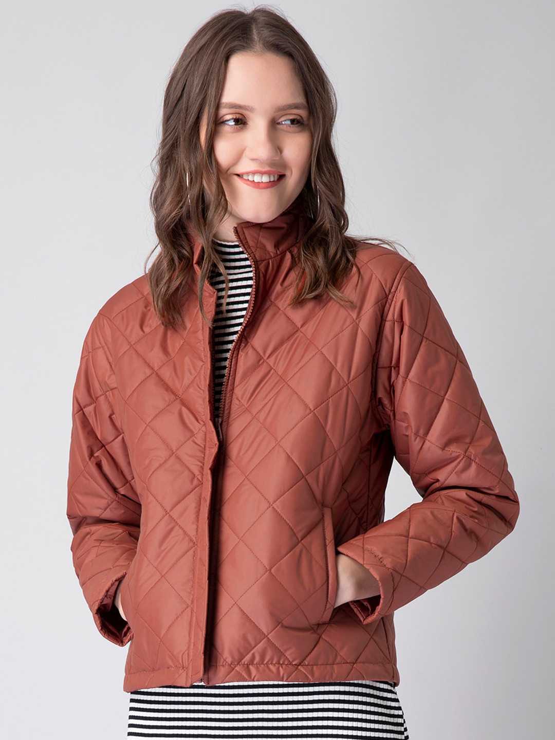 Buy FabAlley Women Rust Quilted Jacket Jackets for Women 15800556