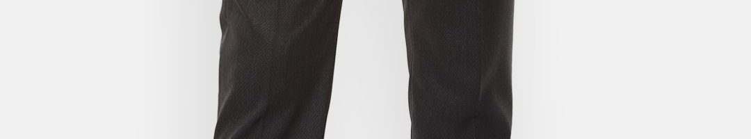 Buy Louis Philippe Gods & Kings Men Black Slim Fit Formal Trousers ...