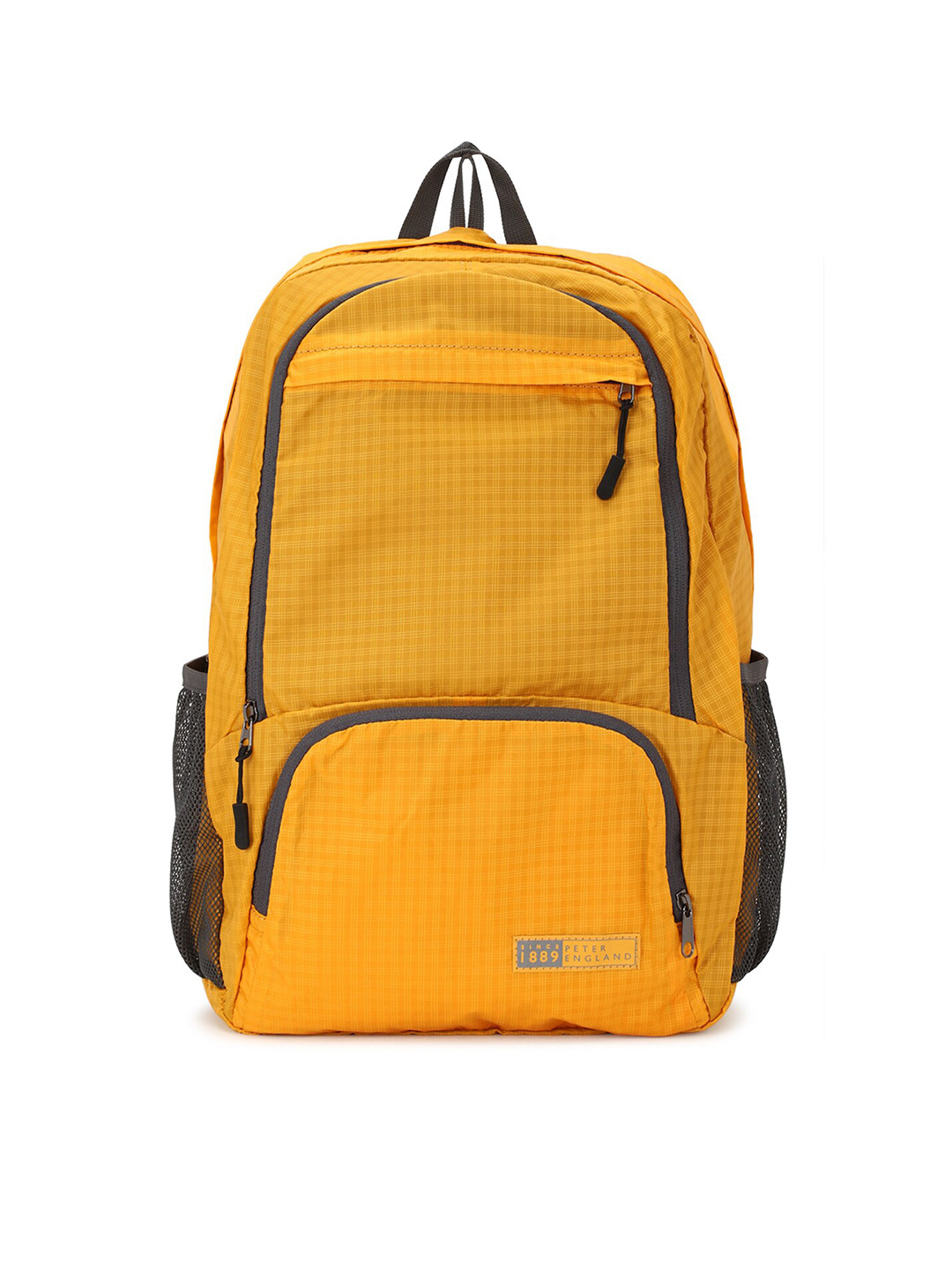 Buy Peter England Men Yellow & Black Geometric Backpack Backpacks for