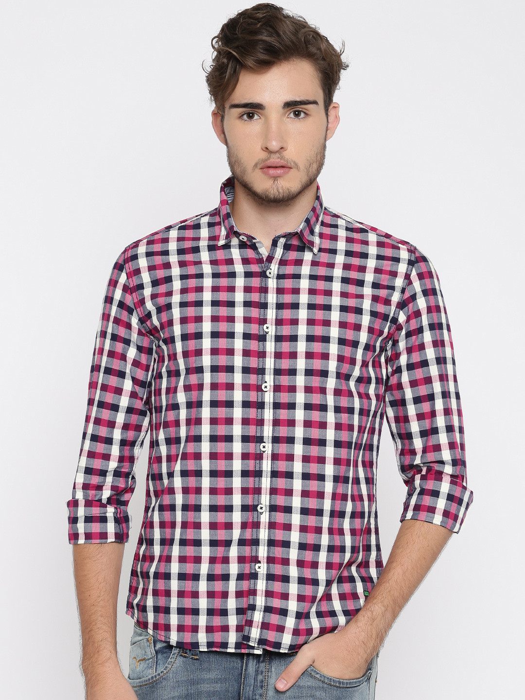 grey button up men