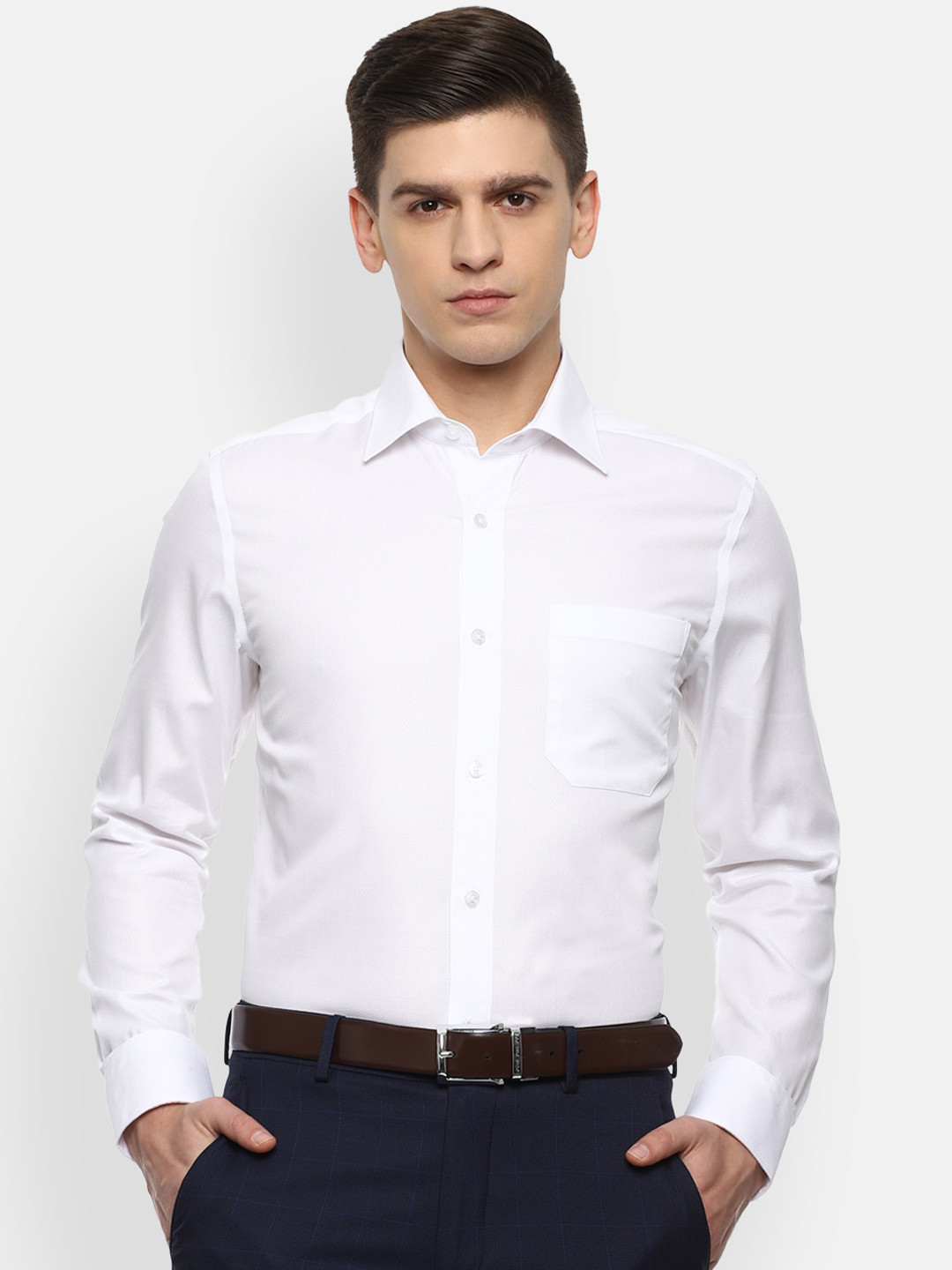 Buy Louis Philippe Men White Opaque Formal Shirt Shirts for Men