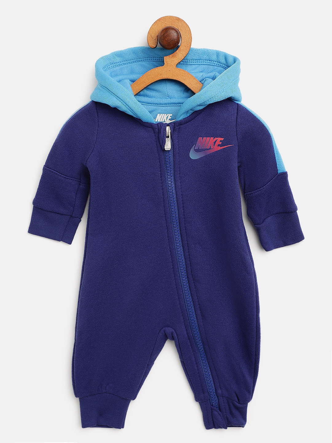 Buy Nike Boys Blue Rise Hooded Coverall Bodysuit - Bodysuit for Boys ...
