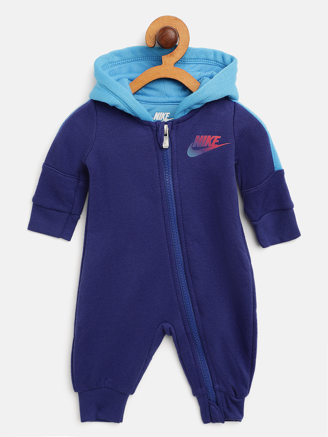 Buy Nike Boys Blue Rise Hooded Coverall Bodysuit Bodysuit for Boys