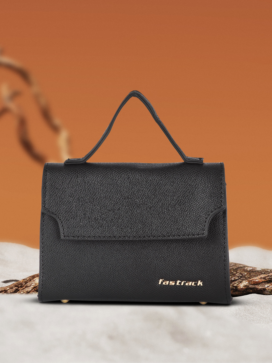 Buy Fastrack Black Solid PU Regular Structured Handheld Bag Handbags