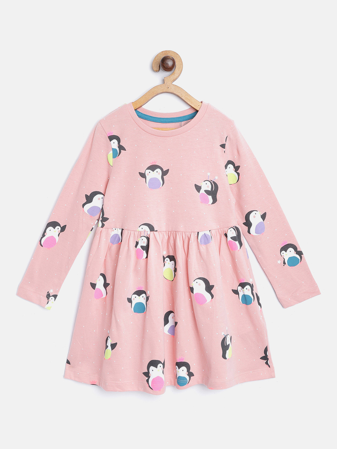 Buy Marks & Spencer Girls Pink Cotton Penguin Print Fit & Flare Dress