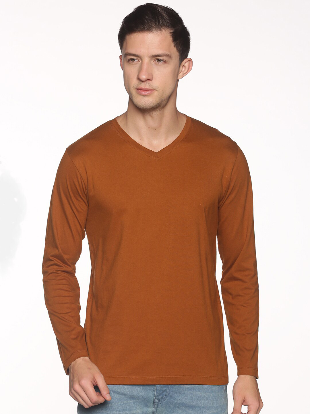 Buy MASH UNLIMITED Men Brown V Neck Slim Fit T Shirt Tshirts for Men 15814242 Myntra