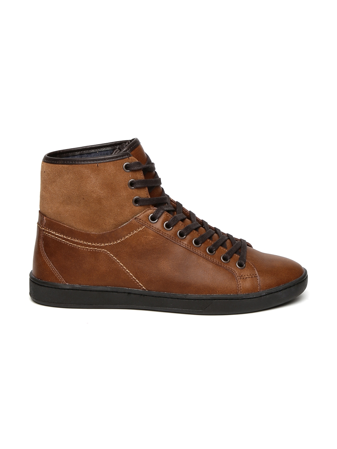 Buy ALDO Men Brown Solid High Tops Leather Sneakers - Casual Shoes for ...