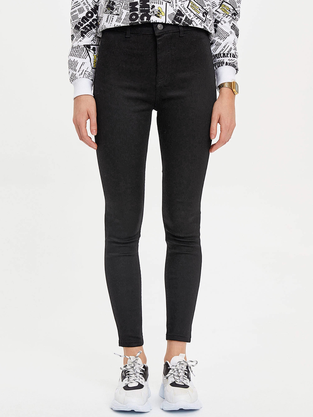 Buy DeFacto Women Black Solid Trousers - Trousers for Women 15822688 ...