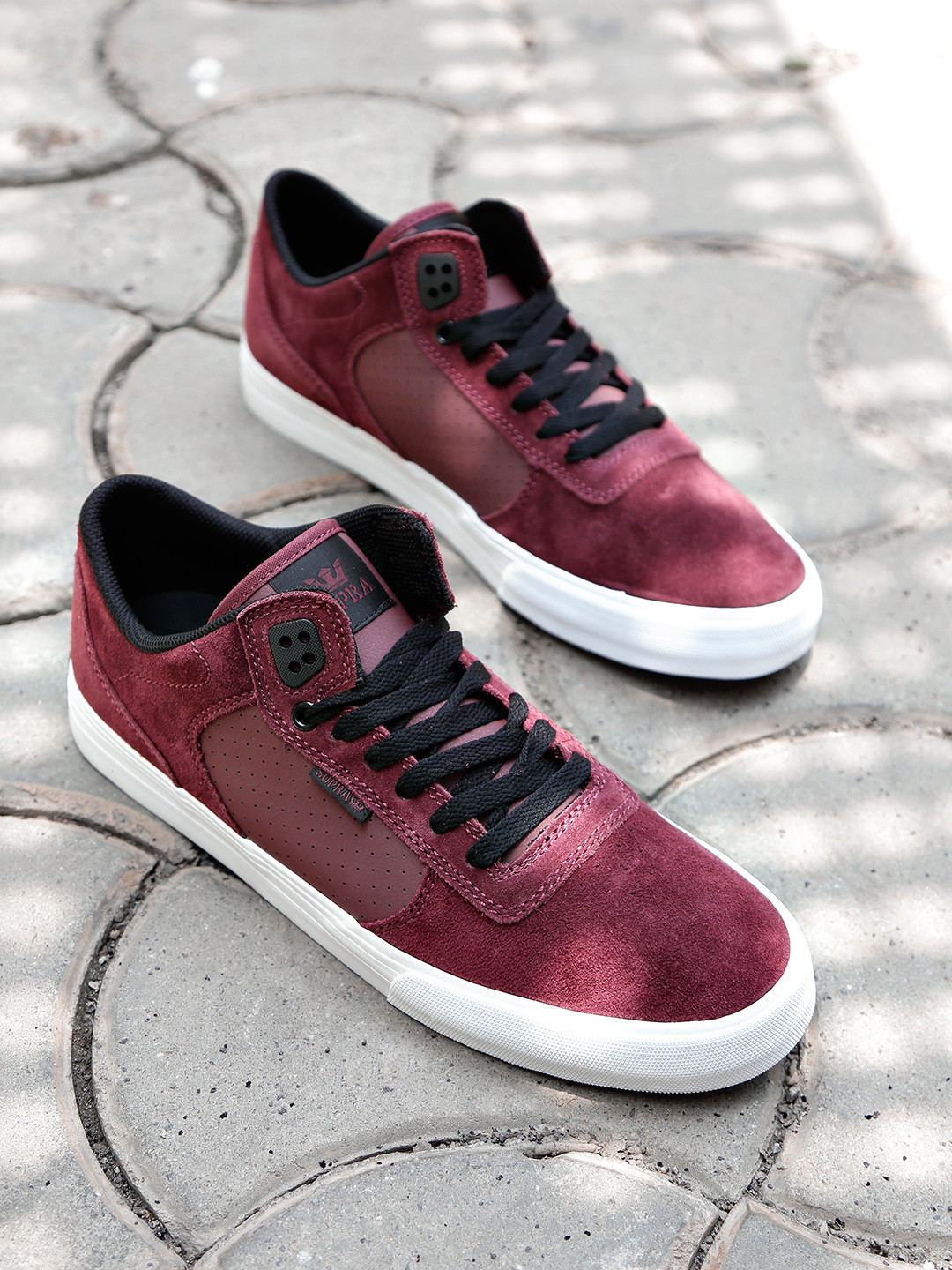 Buy Supra Men Burgundy Perforations Ellington Vulc Skate Shoes Casual