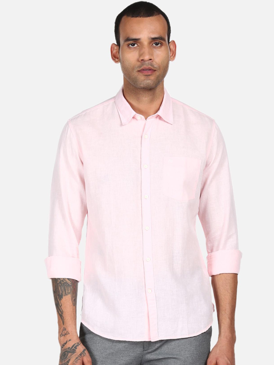Buy AD By Arvind Men Pink Opaque Casual Shirt - Shirts for Men 15826018 ...