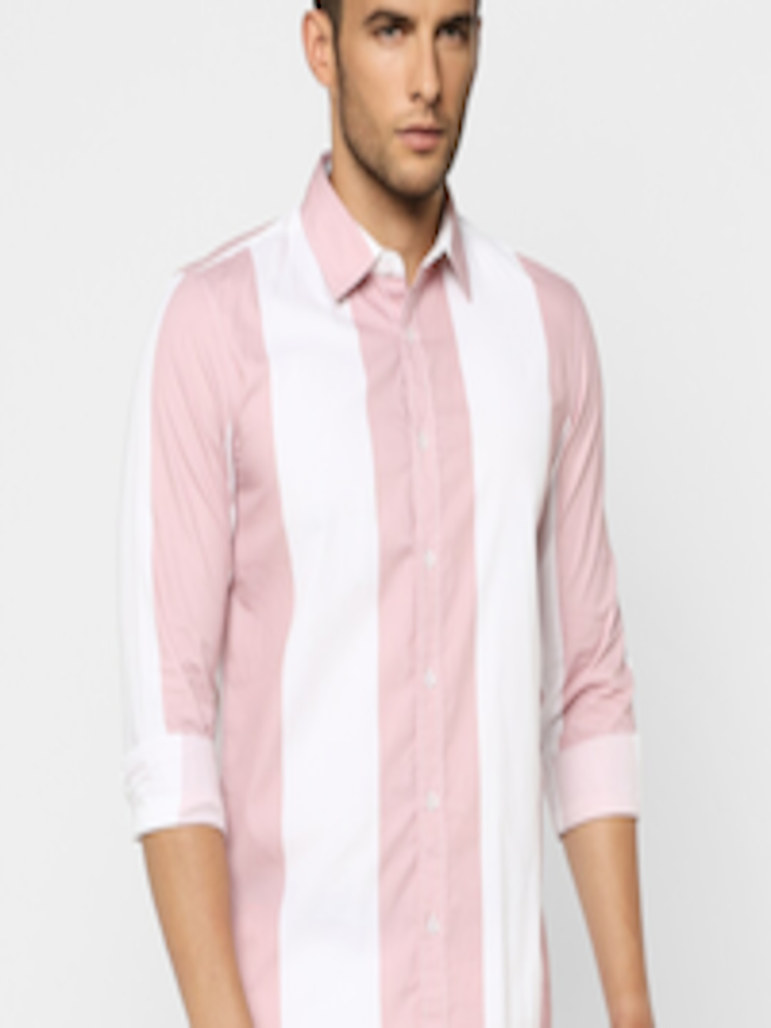 Buy Jack & Jones Men Pink Slim Fit Opaque Striped Casual Cotton Shirt ...