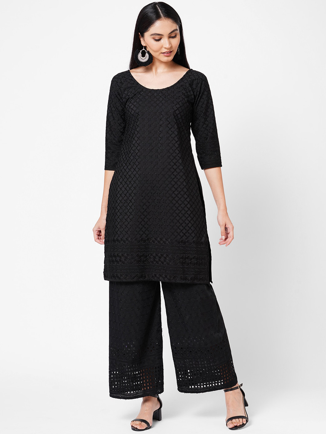 Buy RedRound Women Black Flared Sleeves Kurta Kurtas for Women 15828318 Myntra