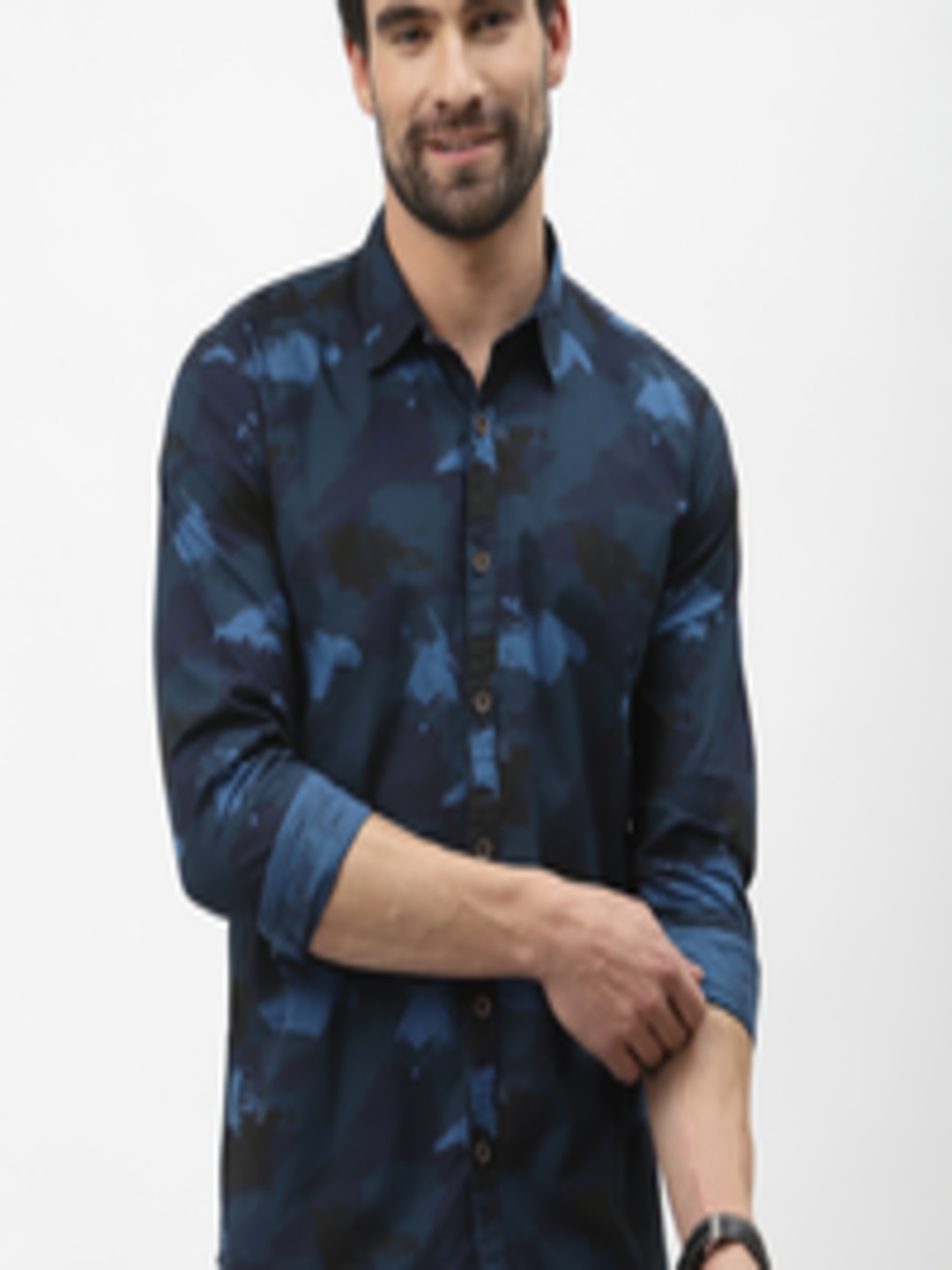 Buy Pepe Jeans Men Cotton Navy Blue Camouflage Printed Casual Shirt ...