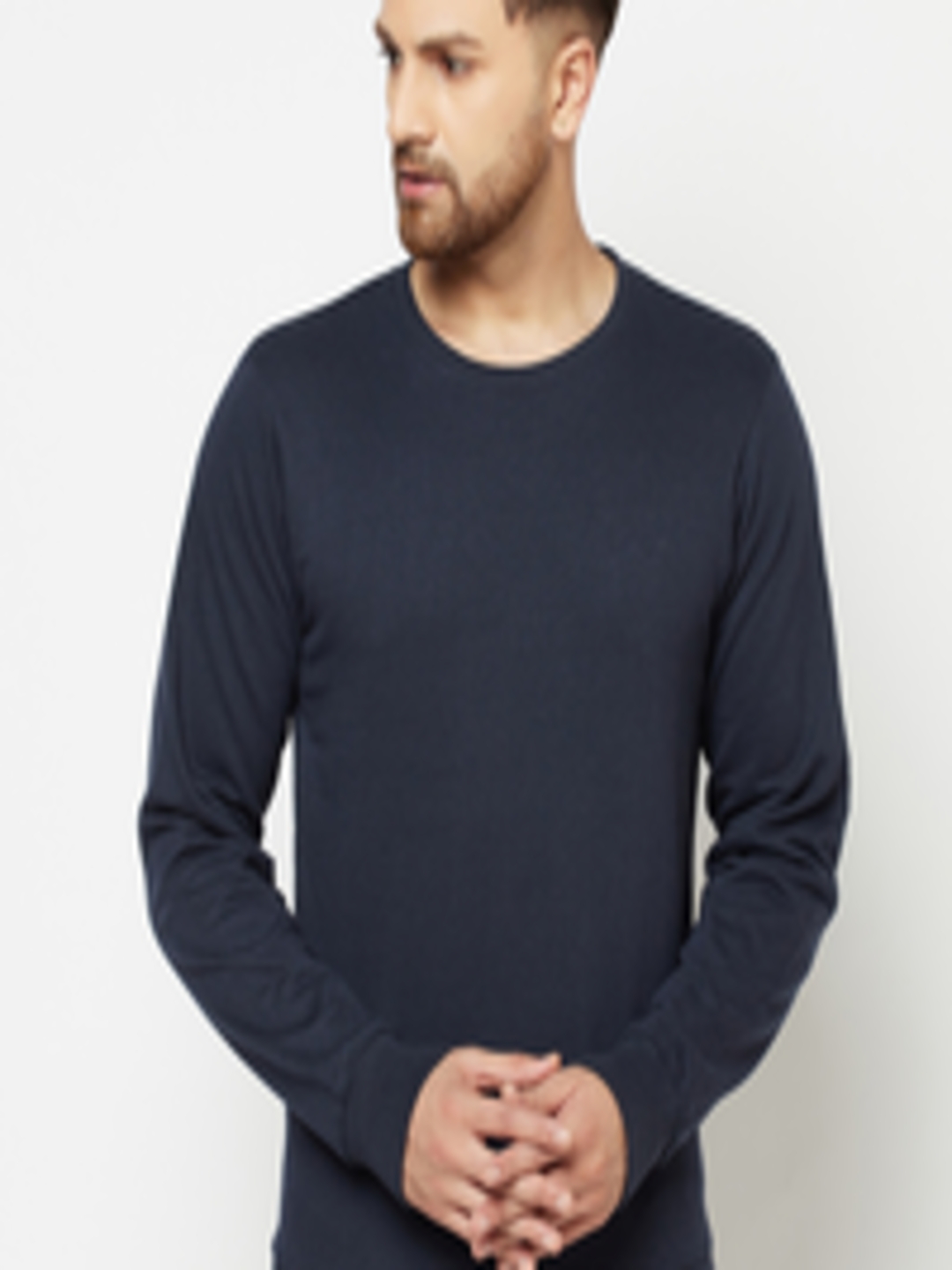Buy ELEGANCE Men Navy Blue Solid Sweatshirt - Sweatshirts for Men ...