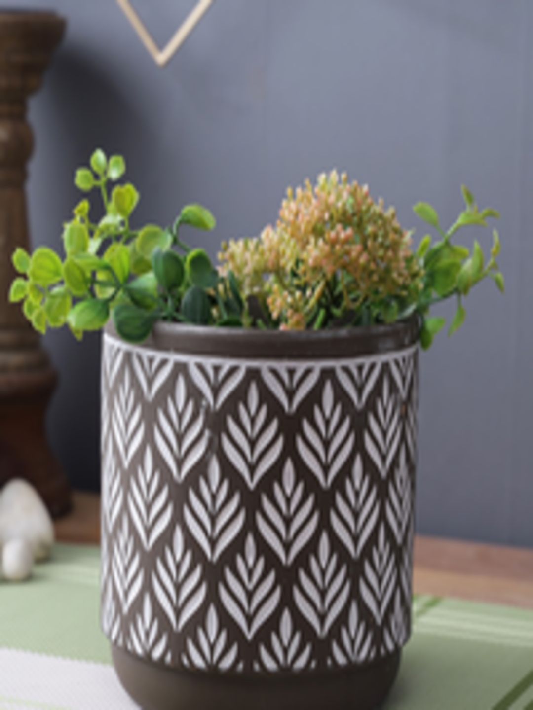 Buy TAYHAA Brown & White Printed Ceramic Planter -  - Home for Unisex