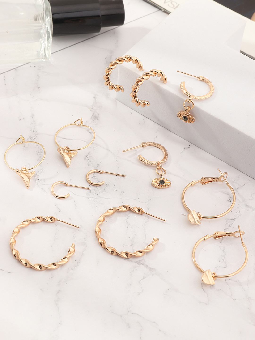 Buy URBANIC Set Of 6 Gold Toned Earrings Earrings for Women 15832276