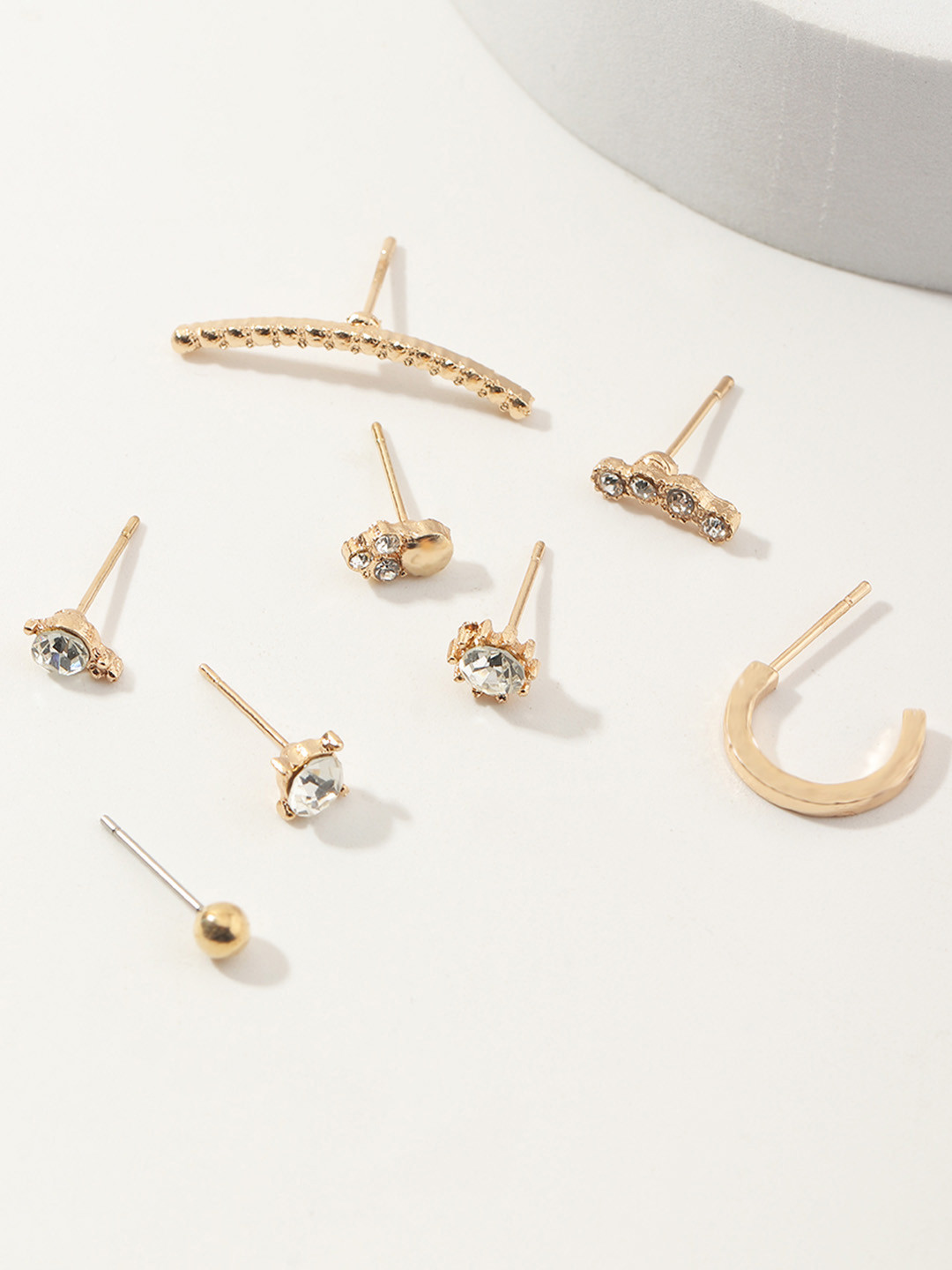 Buy URBANIC Set Of 8 Gold Toned Mismatch Studs Earrings for Women