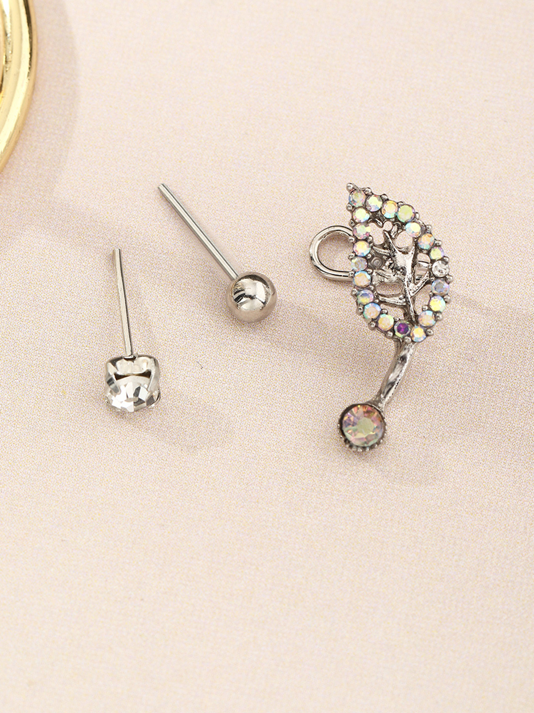 Buy URBANIC Silver Toned 3 Pcs Earrings Set Earrings for Women