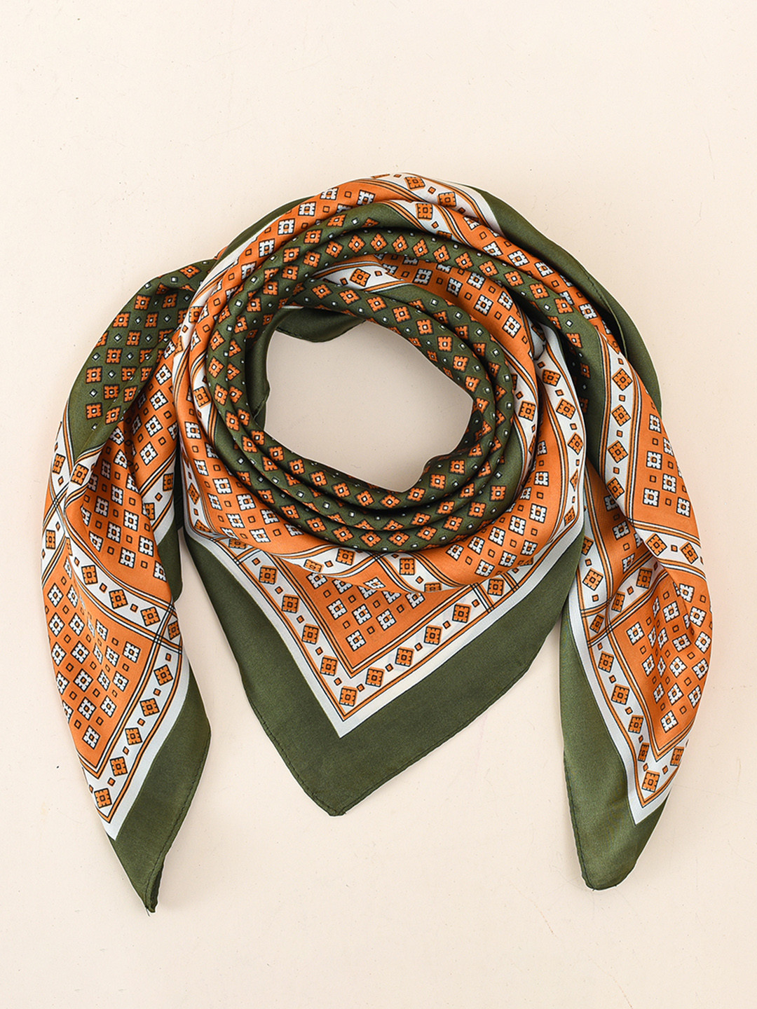 Buy URBANIC Women Olive Green & Orange Printed Scarf Scarves for