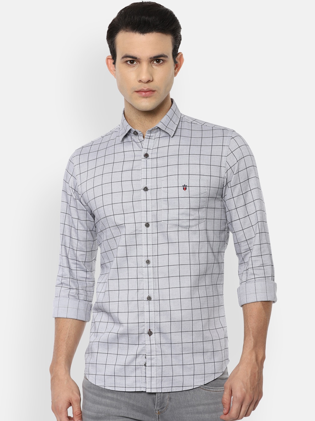 Buy Louis Philippe Sport Men Grey Slim Fit Opaque Checked Casual Shirt ...