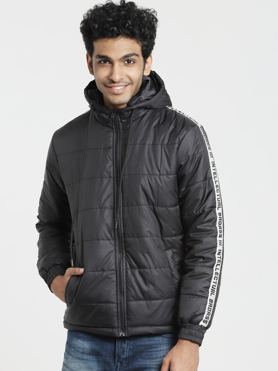Buy Bewakoof Men Black Water Resistant Padded Jacket Jackets for Men