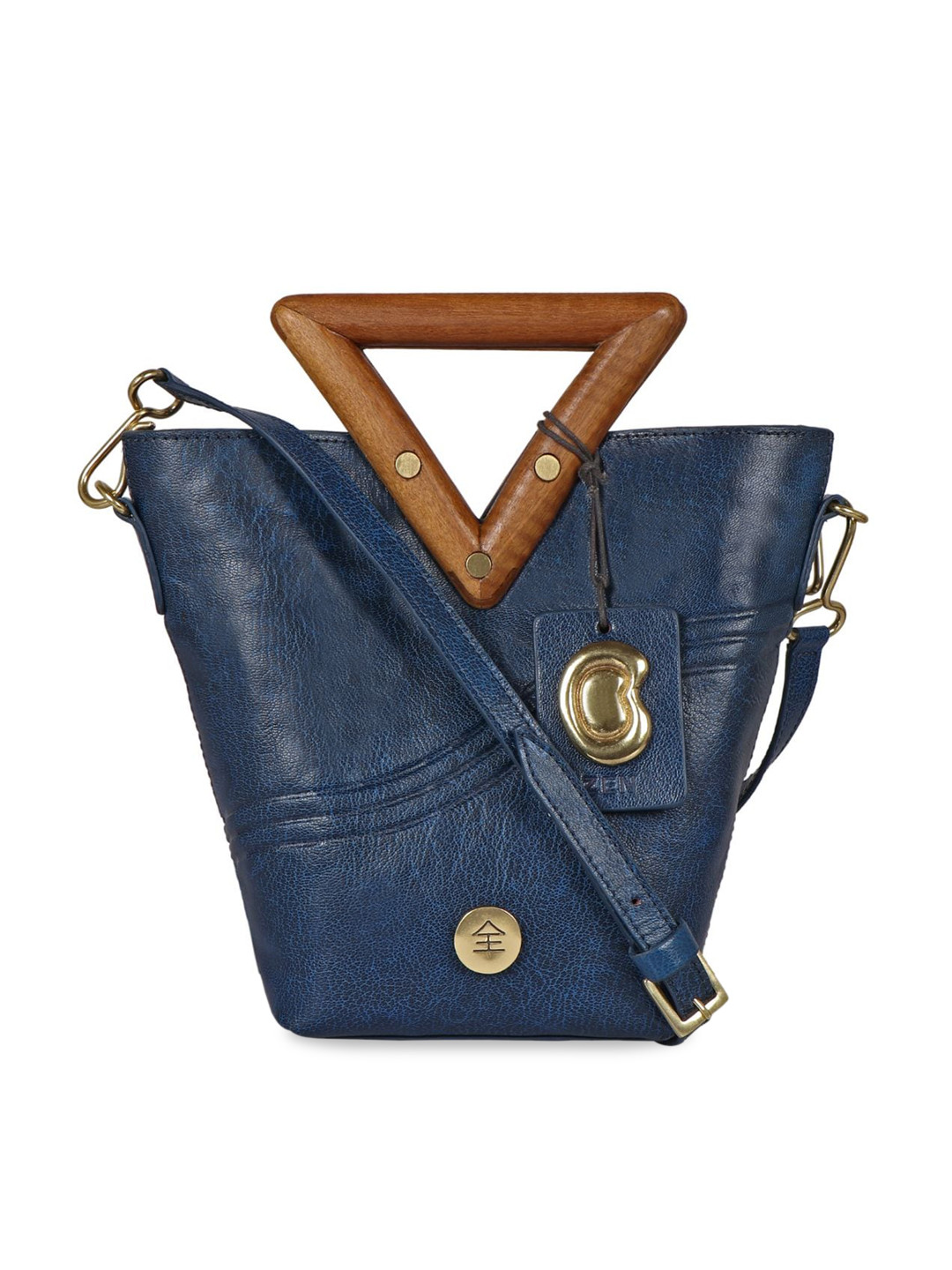 Buy Hidesign Blue Leather Structured Handheld Bag Handbags for Women