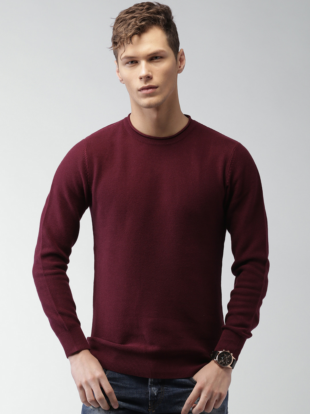 Buy ALCOTT Men Burgundy Sweater Sweaters for Men 1583752 Myntra