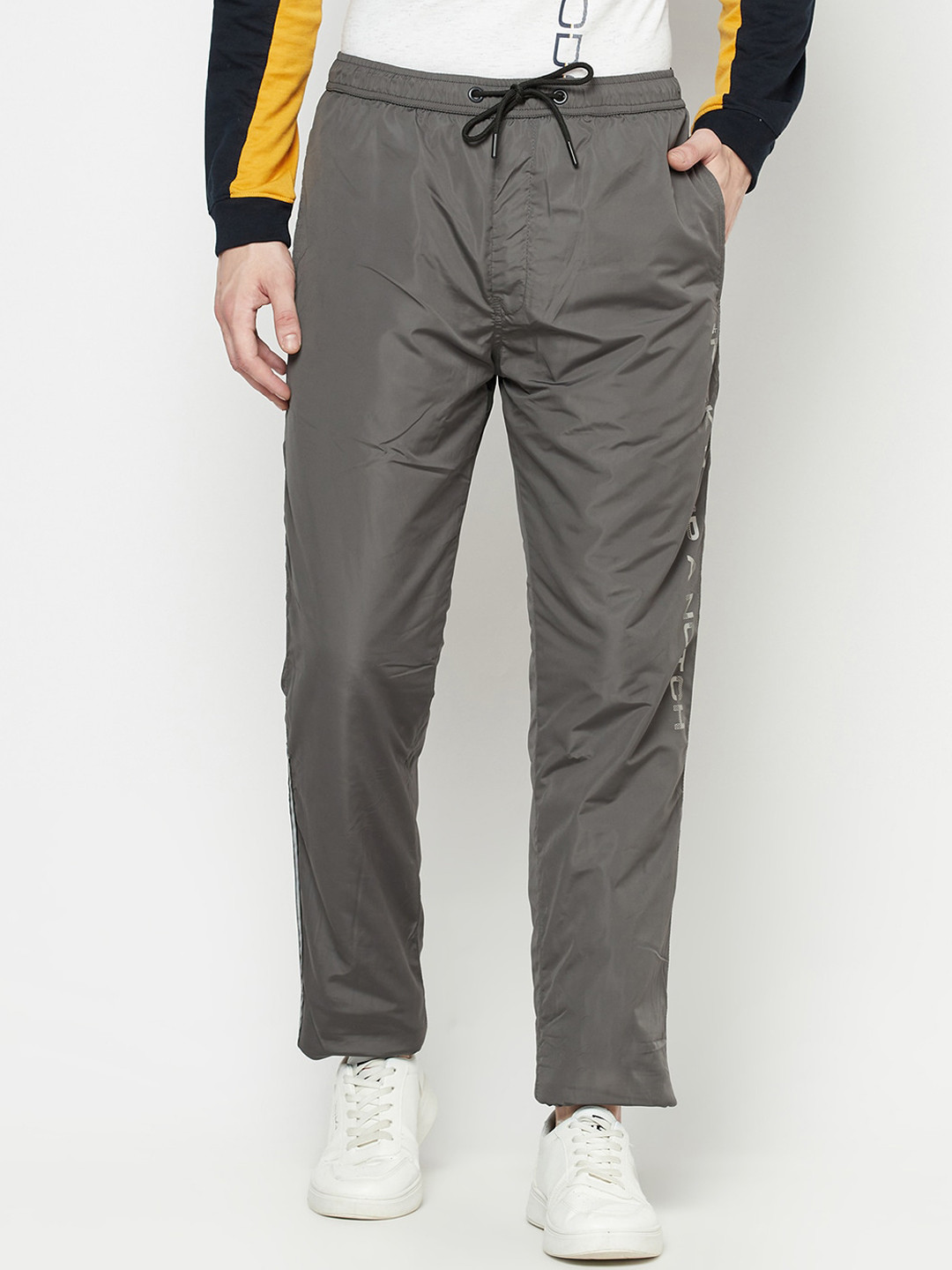 Buy Octave Men Charcoal Grey Solid Cotton Track Pants Track Pants for