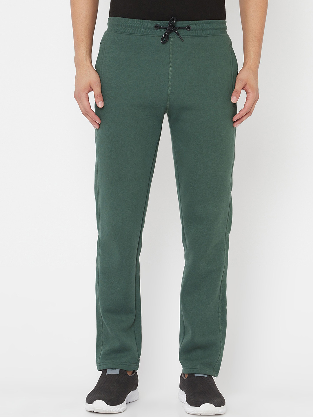 Buy Octave Men Olive Green Coloured Solid Cotton Track Pants Track