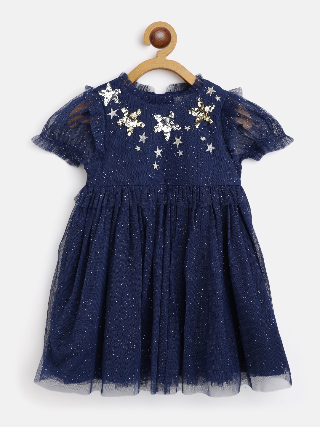 Buy Marks & Spencer Girls Navy Blue & Silver Abstract Print Star ...