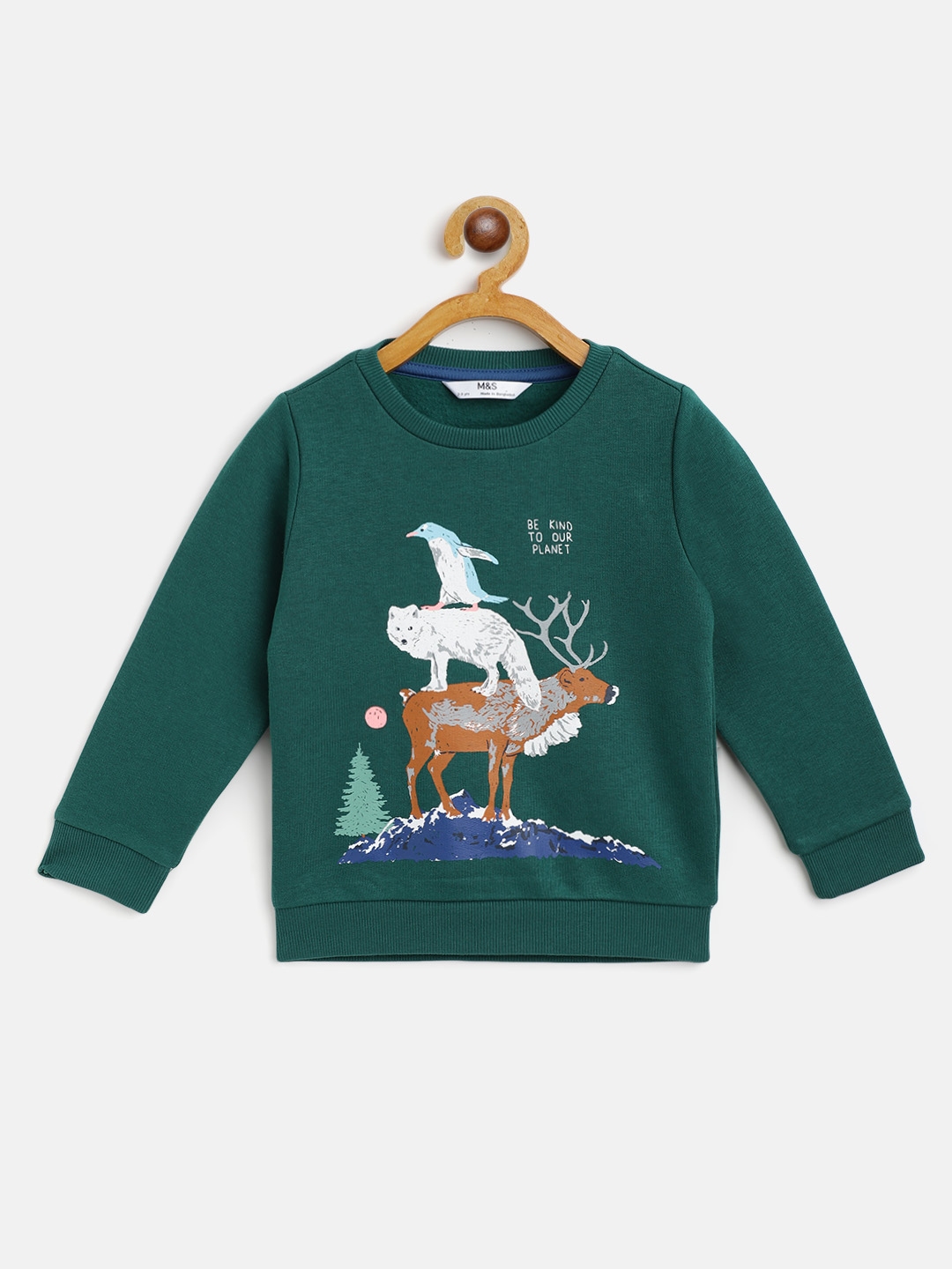 Buy Marks & Spencer Boys Green Printed Sweatshirt - Sweatshirts for ...